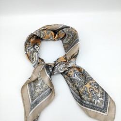 Small Retro Brown Silk Scarf  