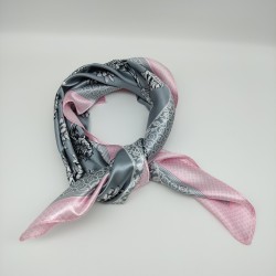 Small Retro Grey Pink Silk Scarf 