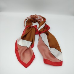 Red-Edged Imitation Silk Print Plaid Large Square Scarf