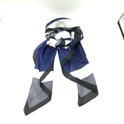  Blue Imitation Silk Print Plaid Large Square Scarf