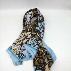 Blue Border Butterfly Bird Scarf